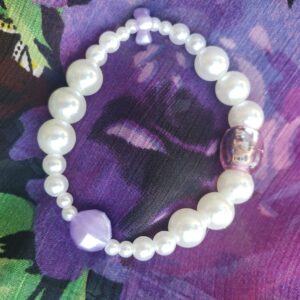 Purple Glass Upcycled Pearl Bracelet